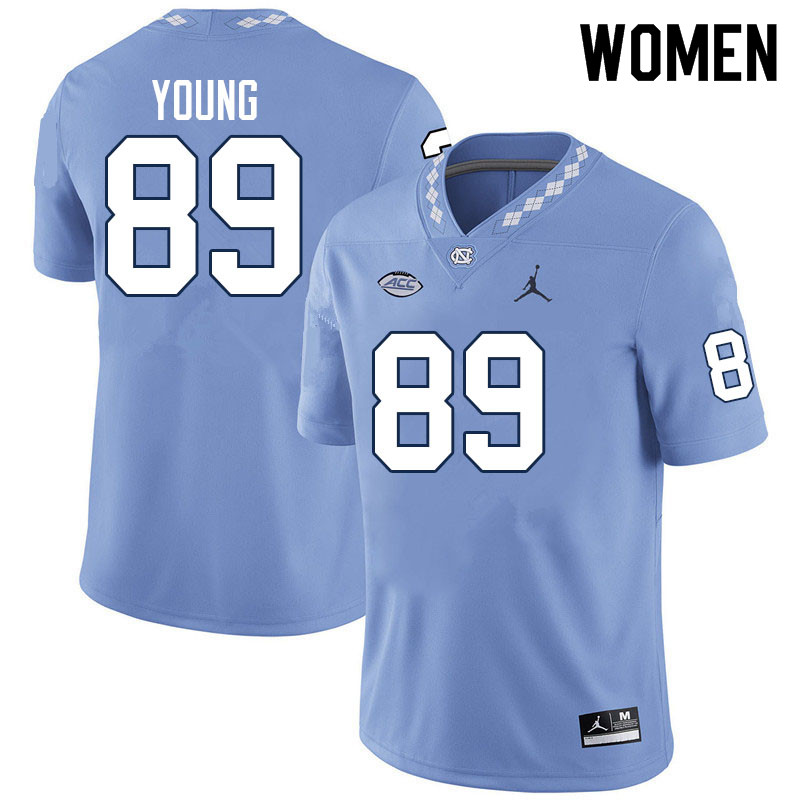 Women #89 Jake Young North Carolina Tar Heels College Football Jerseys Sale-Carolina Blue